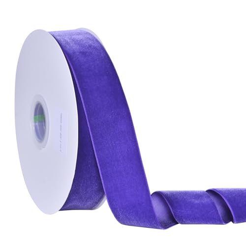 YAMA Violettes Samtband, 3,8 cm x 12,7 m, einseitiges Samtband für Halsband, Haar-Accessoires, Kränze, Blumensträuße, Geschenkverpackungen, Bastelarbeiten von YAMA