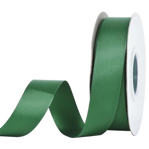 YAMA Waldgrünes Ripsband, 2,5 cm, 22,7 m, ideal zum Basteln, Schleifen, Blumenstrauß, Hochzeit, Heimdekoration, Geschenkverpackung von YAMA