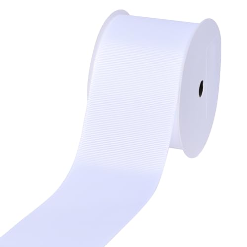 YAMA Weißes Ripsband, 5,1 cm, 9,1 m, ideal zum Basteln, Schleifen, Blumenstrauß, Hochzeit, Heimdekoration, Geschenkverpackung von YAMA