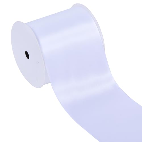 YAMA Weißes doppelseitiges Satinband, 7,6 cm, 9,1 m, ideal zum Basteln, Schleifen, Blumenstrauß, Hochzeit, Heimdekoration, Geschenkverpackung von YAMA