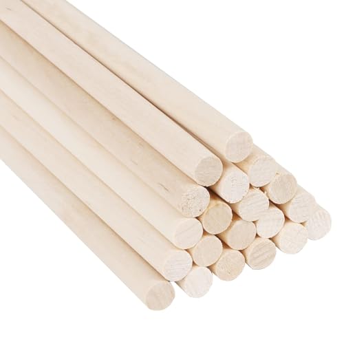 YAMLUO 20 Stück Holzstäbchen Bastelstäbe Rundhölzer Bambusstäbe zum Basteln Lange Holzdübel Natürlicher Stangen 8 mm x 30 cm Rundstäbe für DIY Arts Craft Basteln Dekoration von YAMLUO