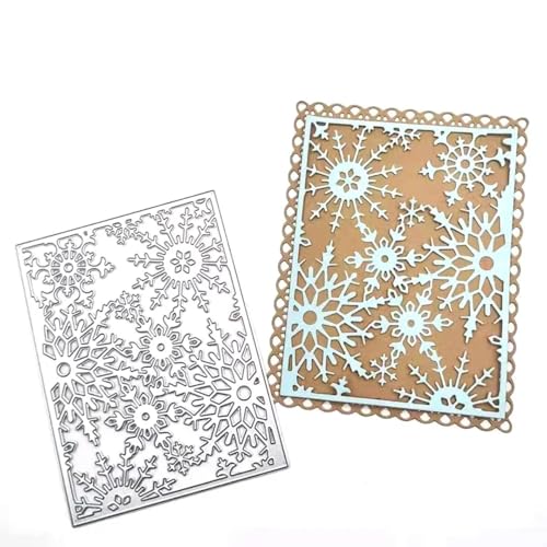 Metall-Stanzformen für Kartenherstellung, 13 x 9,8 cm, Weihnachts-Schneeflocken-Hintergrund, Metall-Stanzformen für Scrapbooking, Prägeschablone von YANCHIPANGHE