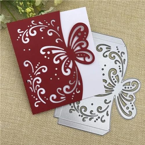 Stanzform für Scrapbooking, 13,7 x 10,7 cm, Schmetterlings-Umschlag, Grußkarte, Metall-Stanzschablone, Scrapbooking, Papierprägung, Handwerk von YANCHIPANGHE