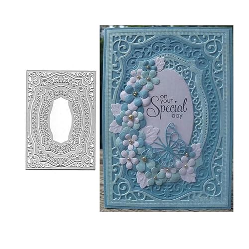 Stanzschablonen, 10,6 x 6,7 cm, Blumenhintergrund, Metall-Stanzformen für Scrapbooking, Alben, Kartenherstellung, Dekoration, Papierbastelschablonen von YANCHIPANGHE