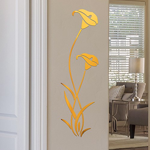 YANFJHV 3D Wall DIY-Dekoration moderne Acryl Aufkleber in der Form von Blumen-Aufkleber Vögel Metall (Gold, One Size) von YANFJHV