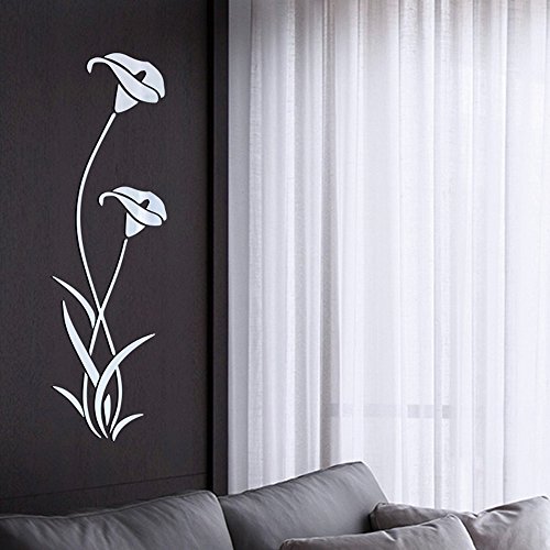 YANFJHV 3D Wall DIY-Dekoration moderne Acryl Aufkleber in der Form von Blumen-Aufkleber Vögel Metall (Silver, One Size) von YANFJHV