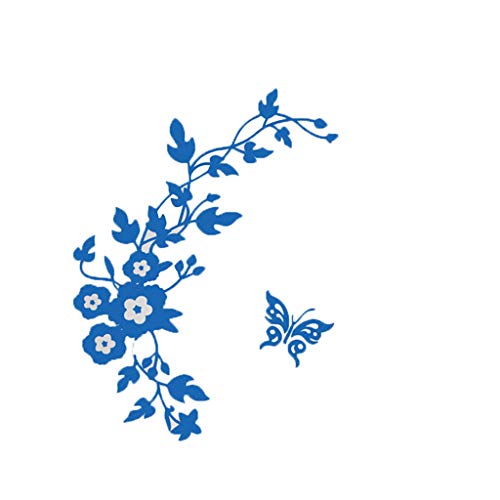 YANFJHV Blumen-Decals Wandbilder Aufkleber Toilette Wohnkultur Wand- und Dekorsitzen Badezimmerdeko Spiegel Kleben Tapete (Blue, One Size) von YANFJHV