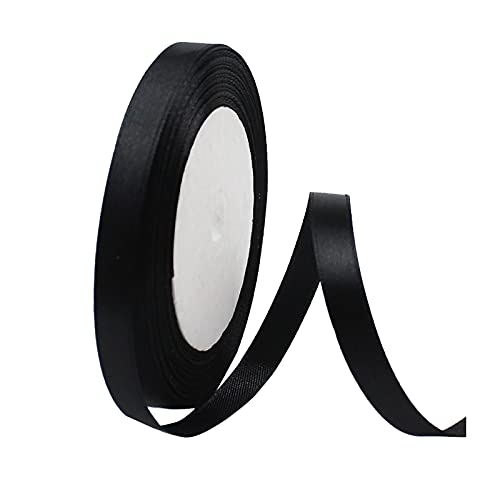 YANFJHV Geburtstag Weihnachten Satinband Geschenk 25 YD 10 mm Geschenkstoff für Hochzeit Home DIY Geschenkpapier Und (Black, One Size) von YANFJHV