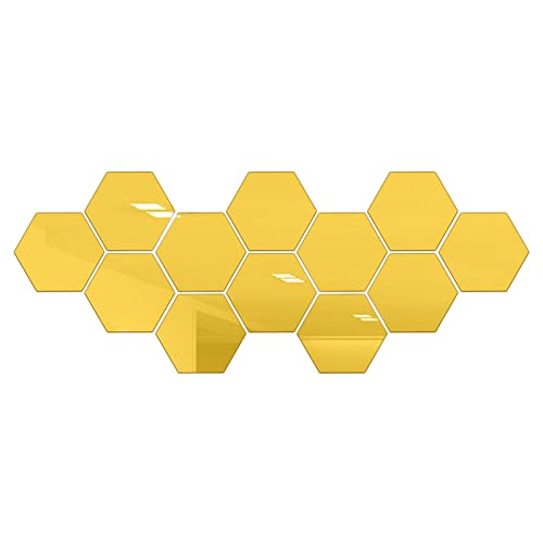 YANFJHV Hexagon Spiegel Umweltschutz Acryl Wandaufkleber Hintergrund Wanddekoration Spiegelaufkleber Für Schlafzimmer Teenager (Gold, One Size) von YANFJHV