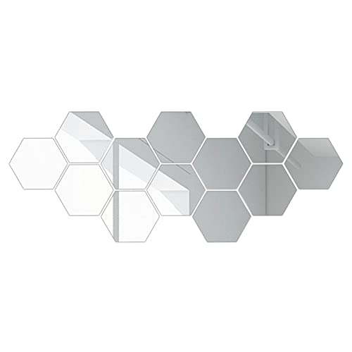 YANFJHV Hexagon Spiegel Umweltschutz Acryl Wandaufkleber Hintergrund Wanddekoration Spiegelaufkleber Für Schlafzimmer Teenager (Silver, One Size) von YANFJHV