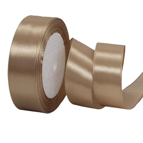 YANFJHV Massives Satinband, 25 Yards auf der Rolle, für Hochzeits-Nähprojekte, Geschenkverpackungen, Einladungsverzierungen und Bastelprojekte etc. Geschenkpapier-Werkzeugsatz (Beige, One Size) von YANFJHV