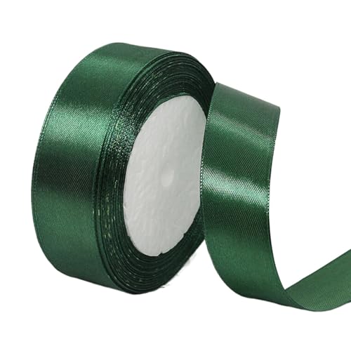 YANFJHV Massives Satinband, 25 Yards auf der Rolle, für Hochzeits-Nähprojekte, Geschenkverpackungen, Einladungsverzierungen und Bastelprojekte etc. Geschenkpapier-Werkzeugsatz (Green, One Size) von YANFJHV