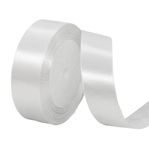 YANFJHV Massives Satinband, 25 Yards auf der Rolle, für Hochzeits-Nähprojekte, Geschenkverpackungen, Einladungsverzierungen und Bastelprojekte etc. Geschenkpapier-Werkzeugsatz (White, One Size) von YANFJHV