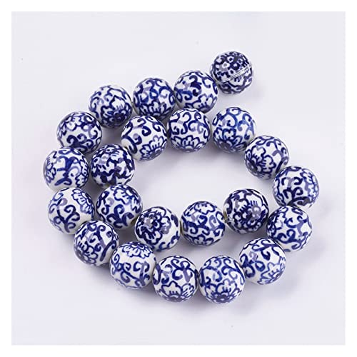 YANGQI yaoqijie 20 Stück handgefertigte blaue und weiße Porzellanperlen, klassisch, rund, chinesische Keramikperlen, Abstandshalter für Armband, DIY, Schmuckherstellung, Fundstücke, langlebig (Farbe: von YANGQI