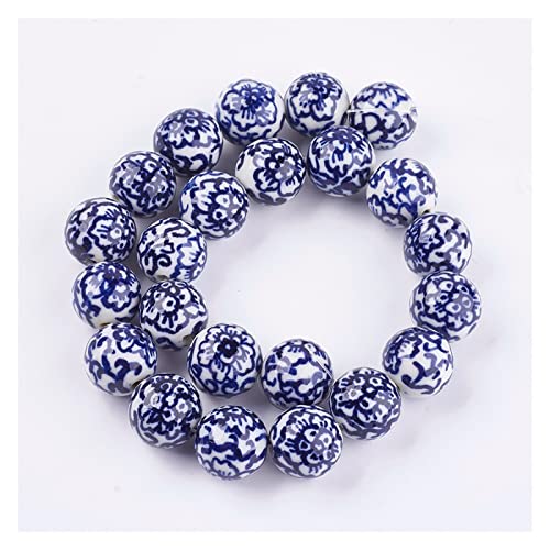 YANGQI yaoqijie 20 Stück handgefertigte blaue und weiße Porzellanperlen, klassisch, rund, chinesische Keramikperlen, Abstandshalter für Armband, DIY, Schmuckherstellung, Fundstücke, langlebig (Farbe: von YANGQI