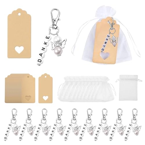 YANGUN 20 Sets Schutzengel Anhänger, Gastgeschenke Hochzeit mit Organza Tasche, Gastgeschenke Taufe Hochzeit für Kommunion Gastgeschenke Konfirmation Taufe von YANGUN