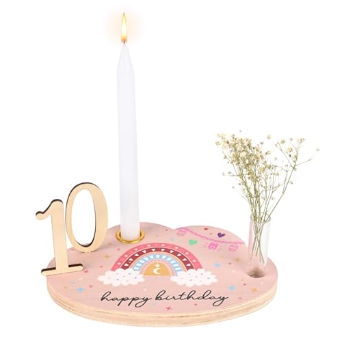 YANGUN Personalisierter Geburtstagsteller aus Holz mit Kerzenhalter, DIY Geburtstagsteller aus Holz, Geburtstagskerzenhalter, Geeignet für Geburtstag, Jahrestag, Schuleingang Geschenk von YANGUN