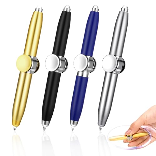 YANGUN Spinning Pen, 4 Stück Fidget Pen mit LED Licht, Drehstift, Luminous Gyro Ballpoint Pen, Fidget Stifte, Fidget Spinner Pen, Kugelschreiber Spinner Stift für Druckentlastung für Erwachsene Kinder von YANGUN