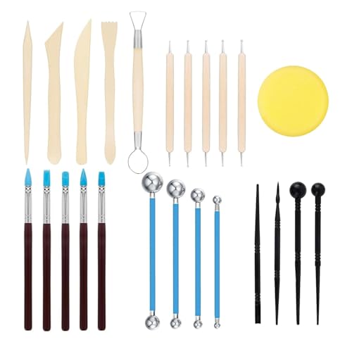 YANGWEN 24 Stück Modelierwerkzeugset Ton Keramik Werkzeug Set,Modellier Werkzeug Clay Sculpting Tools Ton Werkzeug Polymer Clay Sculpting für DIY Kunsthandwerk Modellbau Schnitzarbeiten YANGWEN 24 Stück Modelierwerkzeugset Ton Keramik Werkzeug Set,Modellier Werkzeug Clay Sculpting Tools Ton Werkzeug Polymer Clay Sculpting für DIY Kunsthandwerk Modellbau Schnitzarbeiten von YANGWEN