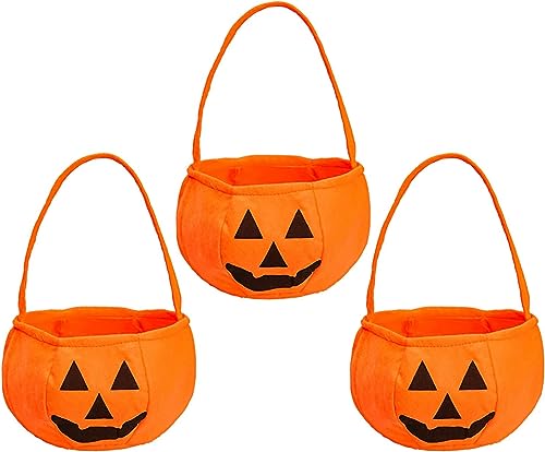 YANGWEN Halloween Kürbis Candy Bag, 3 Stück Halloween Kürbis Candy Bag,Trick or Treat Tasche,für Halloween Party DecorSüßigkeiten Kekse Schokolade von YANGWEN