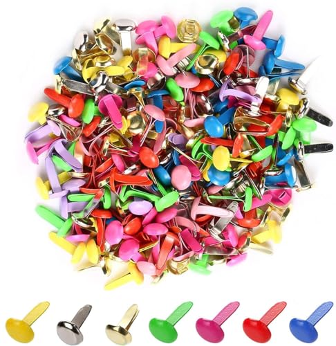 YANGWEN Mini Scrapbooking Brads,200 Stücke Metal Brads,Runde Papier Fasteners Mini Runde Brads für Handwerk,DIY,Bastelprojekte,Scrapbooking(8 * 14mm) von YANGWEN