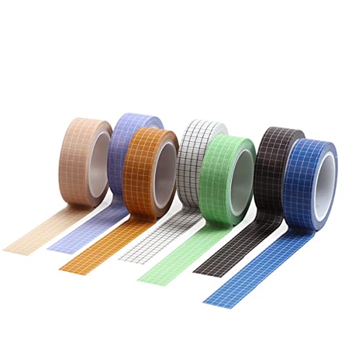 YANGWEN Washi Tape Set, 7 Rolls Farbe Kariertes Muster Washi Masking Tape Dekorative Klebeband für Scrapbooking DIY Handwerk von YANGWEN