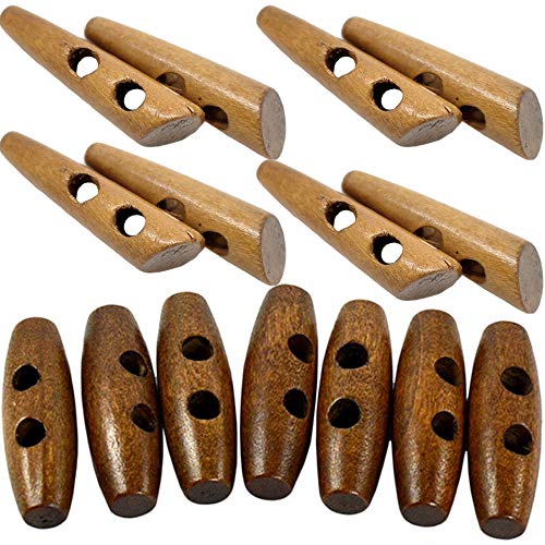 60 Stück natürliche Hornform 2 Löcher Scrapbooking Nähen Knebelknöpfe Holzknöpfe Braun Olivenschnalle Bastelzubehör von YANQINQIN