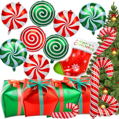 30 Stück Weihnachten Folienballons, Weihnachten Zuckerstange Ballon Set, Süssigkeit Zuckerstange Folienballons für Christmas Deko, Weihnachtsballons Folienballons Weihnachtliche für Weihnachtsfeier von YANSYUN