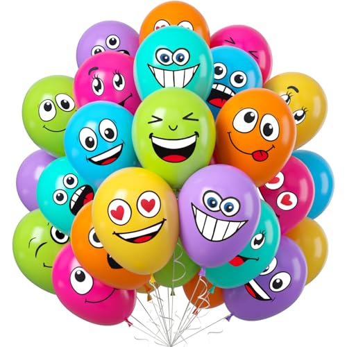 100 Stück Emotion Serie Latex Luftballons,Luftballons Latex Smiley,Lustig Smiley Luftballons,Verschiedene Ballons,Bunt Party Luftballons für Geburtstag Party Deko von YANXINKE