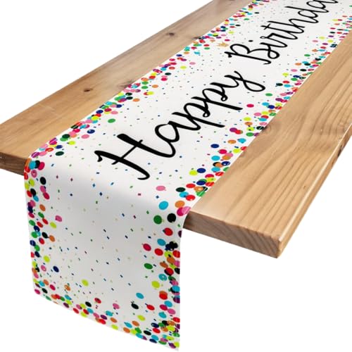 Tischläufer Geburtstag,Geburtstagstischläufer,Gute Zum Geburtstag Tischläufer,Happy Birthday Tischläufer,Tischdecke Geburtstag für Junge Mädchen Geburtstagsparty Deko von YANXINKE