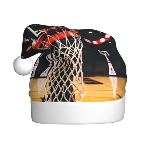 YANYU Basketball-Druck, Weihnachtsmütze, Weihnachtsmannmütze, Stirnbänder für Erwachsene, lustige Weihnachtsfeier von YANYU