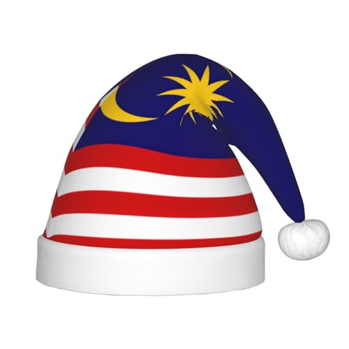 YANYU Festliche Weihnachtsmütze mit Malaysia-Flagge, personalisierbar, Weihnachtsmannmütze, Urlaubsparty-Zubehör, Weihnachtsmütze von YANYU