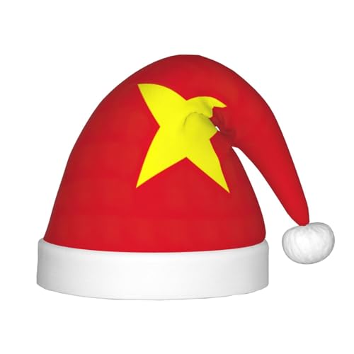 YANYU Festliche Weihnachtsmütze mit vietnamesischer Flagge, personalisierbar, Weihnachtsmannmütze, Urlaubsparty-Zubehör, Weihnachtsmütze von YANYU