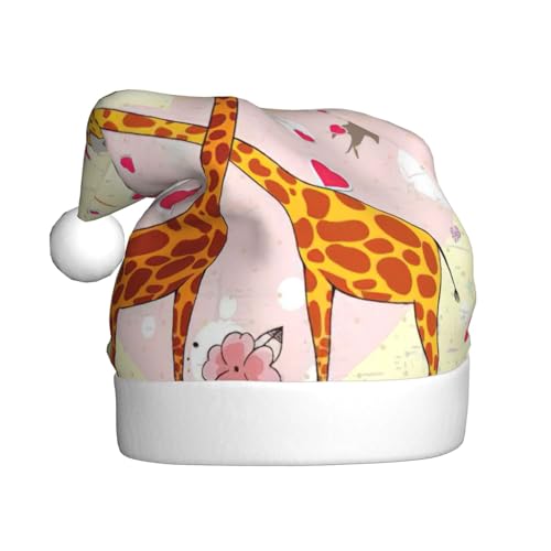 YANYU Giraffe Herz Blume Schmetterling Druck Weihnachten Beanie Weihnachtsmannmütze Weihnachten Stirnbänder für Erwachsene Lustige Weihnachtsfeier von YANYU