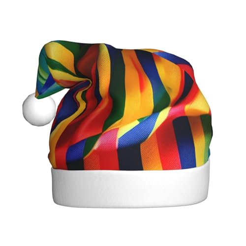 YANYU Weihnachtsmütze, Weihnachtsmannmütze, Regenbogenfarben, gestreift, für Erwachsene, lustige Weihnachtsfeier von YANYU