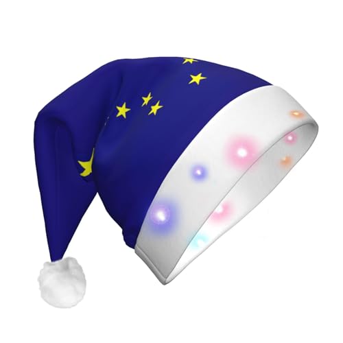 YANYU Weihnachtsmütze mit Alaska-Staatsflaggen-Druck, für Erwachsene, leuchtende LED-Weihnachtsmütze für bequeme, attraktive von YANYU