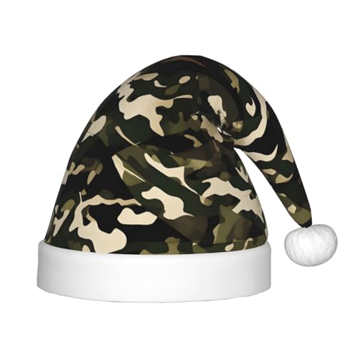 YANYU Weihnachtsmütze mit Camouflage-Druck, personalisierbar, Weihnachtsmannmütze, Urlaubsparty-Zubehör, Weihnachtsmütze von YANYU