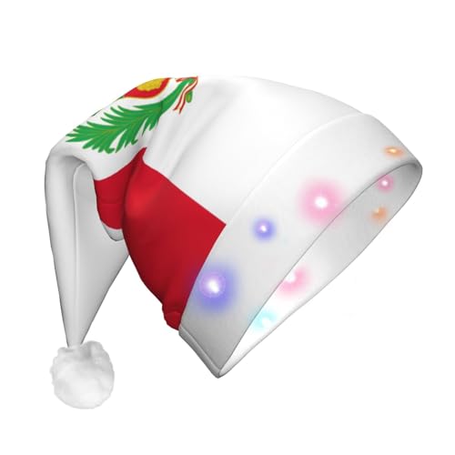 YANYU Weihnachtsmütze mit Peru-Flagge für Erwachsene, leuchtende LED-Weihnachtsmütze für bequeme, attraktive von YANYU