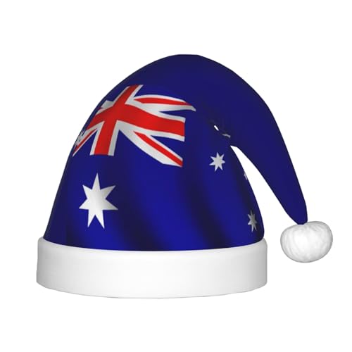 YANYU Weihnachtsmütze mit australischer Flagge, personalisierbar, Weihnachtsmannmütze, Urlaubsparty-Zubehör, Weihnachtsmütze von YANYU