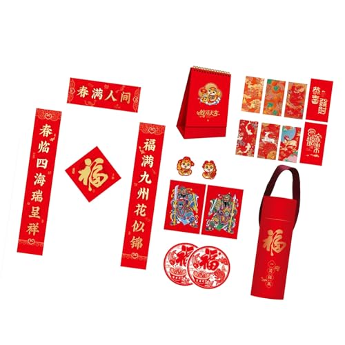 2025 Snake Year Flocking Couplets Set Complete With Tube Calendar Clings For Spring Festival Celebration von YAOGUI