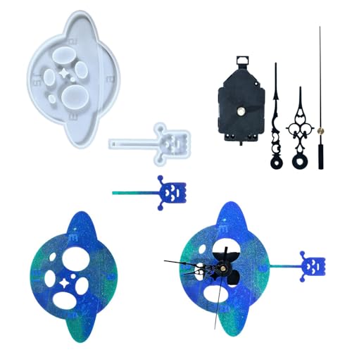 Epoxidharz-Form, Motiv: Weltraum, Alien, Planet, Uhr, flexible Silikonform zum Aufhängen, Heimdekoration, Schmuckherstellungswerkzeug von YAOGUI