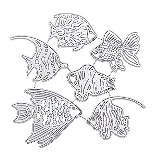 Sechs transparente Stempel mit Fischmotiven, Präge- und Bastelarbeiten, Karbonstahl für Kartenherstellung und Scrapbooking, Stanzformen-Set von YAOGUI
