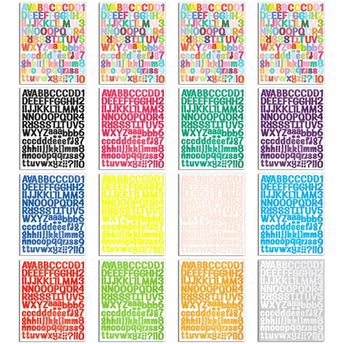 18 Bögen Buchstaben Aufkleber Selbstklebende Buchstaben Nummern Aufkleber Wasserfest Vinyl Buchstaben Zahlen Kit Klebebuchstaben Sticker Bunte Buchstaben zum Aufkleben für Dekorationskunst 2268 Stück von YAOSHENGUP