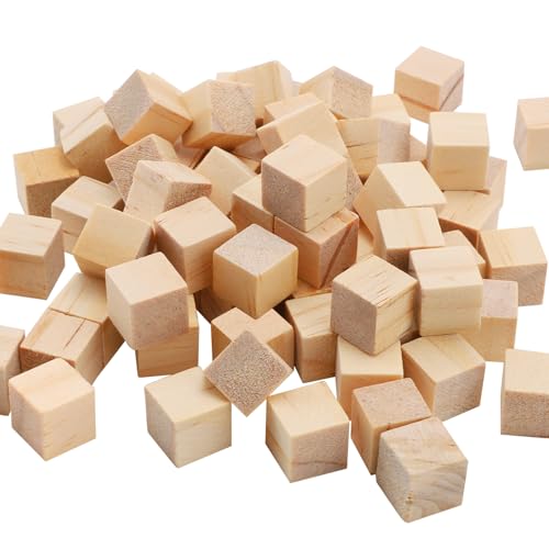 Holz Würfel 400 Stück 10mm Holz Quadrat Holzklötzchen zum Basteln Natürliche Kleine Holzwürfel Blanko zum Basteln DIY Holzblöcke Holzquadratblöcke für Malen Handwerk Dekoration Zahlen von YAOSHENGUP