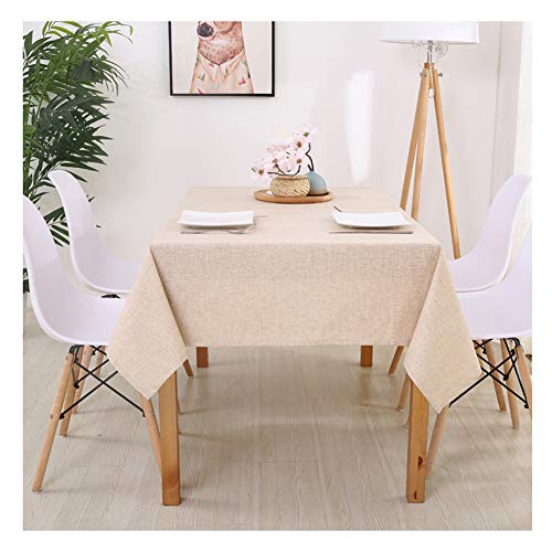 Tischdecke Rechteckige Wasserabweisend, Tischtuch Baumwolle Leinen, Tischdecke Abwaschbar, Schmutzabweisend, Einfarbige für Home Küche Dekoration Beige 110x170cm von YAOTT