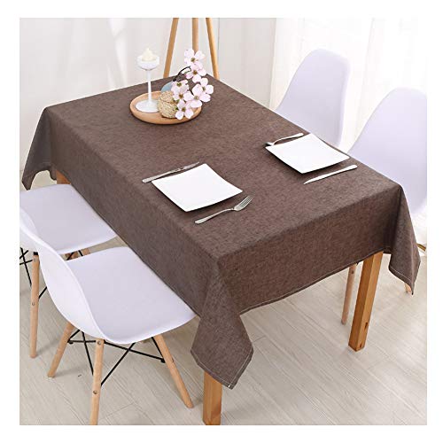 Tischdecke Rechteckige Wasserabweisend, Tischtuch Baumwolle Leinen, Tischdecke Abwaschbar, Schmutzabweisend, Einfarbige für Home Küche Dekoration Kaffee 130x220cm von YAOTT