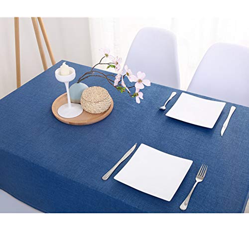 Tischdecke Rechteckige Wasserabweisend, Tischtuch Baumwolle Leinen, Tischdecke Abwaschbar, Schmutzabweisend, Einfarbige für Home Küche Dekoration Navy blau 130x220cm von YAOTT