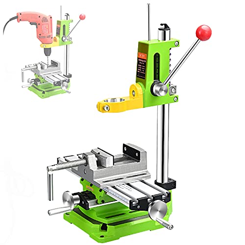 YAOYAOO Bohrmaschinenständer, Säulenbohrmaschine mit Schraubstock und Werkbank, Bohrständer mit 360 ° Drehbares Spannfutter Einstellbar Standbohrmaschine Tischbohrmaschine für Stanzen von YAOYAOO