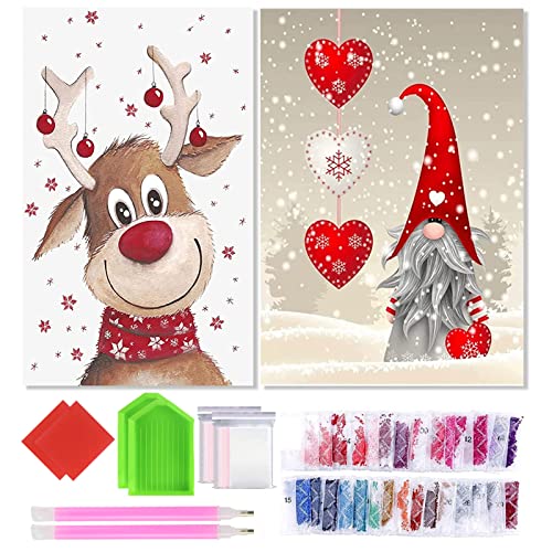 YAOYIN Diamond Painting Weihnachten 5D,2Pcs Diamant Painting Bilder Set,DIY Diamond Painting ZubehöR für Weihnachten Geschenk Home Decors Malen Nach Zahlen Erwachsene Kinder Full Crystal 30 * 40CM von YAOYIN