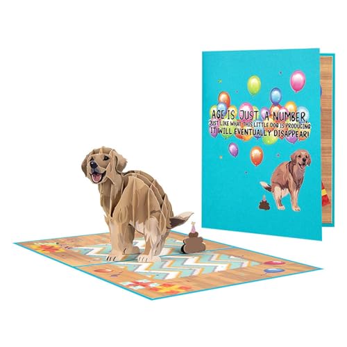 YAPAILANG Exquisites Geburtstagskarte 3D Grußkarten Segensbotschaftskarte Einzigartige Hunde Themenkarte von YAPAILANG